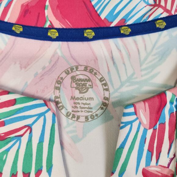 Banana Boat Womens UPF 50+ Sundress Size Medium Tropical Active Beach Split Neck - Picture 3 of 10